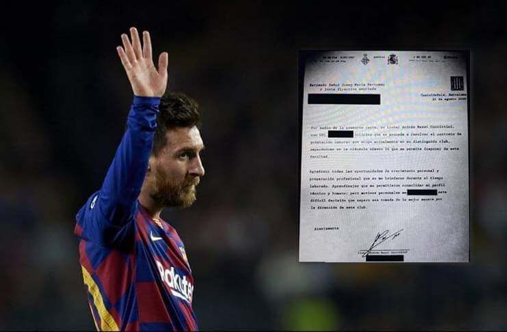 Surat pengunduran diri Lionel Messi dari Barcelona terkuak ke publik.