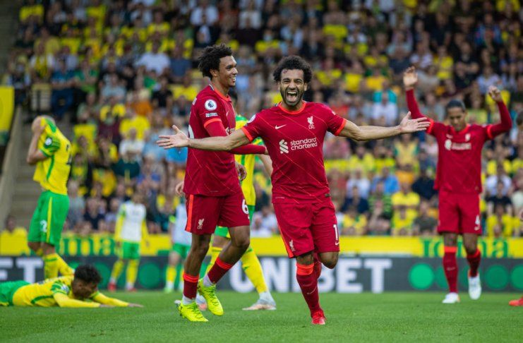 Norwich vs Liverpool, Mohamed Salah selebrasi gol - Twitter @LFC