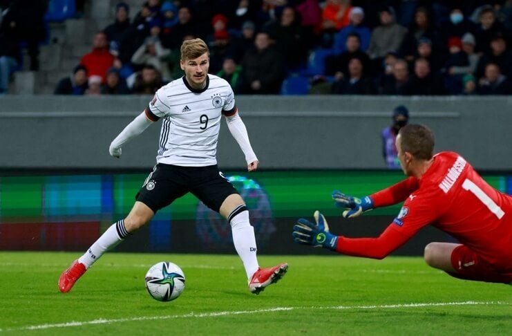 Timo Werner sempat membuang dua peluang emas timnas Jerman saat melawan Islandia pada Kualifikasi Piala Dunia 2022.