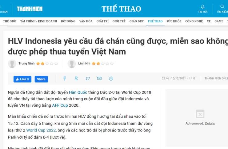 Timnas Indonesia vs Timnas Vietnam PIala AFF 2020 - Thanhien judul