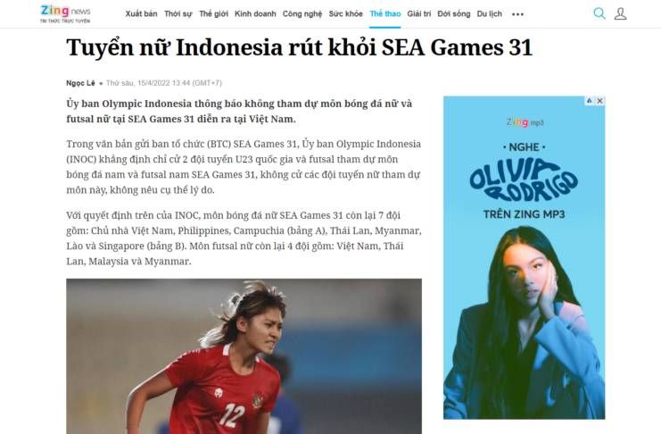 Timnas wanita Indonesia mundur dri SeA Games 2021 - Zingnews