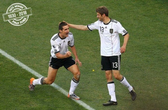 Miroslav Klose dan Thomas Mueller jadi simbol dominasi Jerman di fakta Piala Dunia soal pemain tertajam.