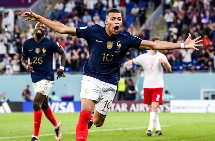 Prancis vs Denmark, Kylian MBappe, Piala Dunia 2022 - Twitter @brfootball