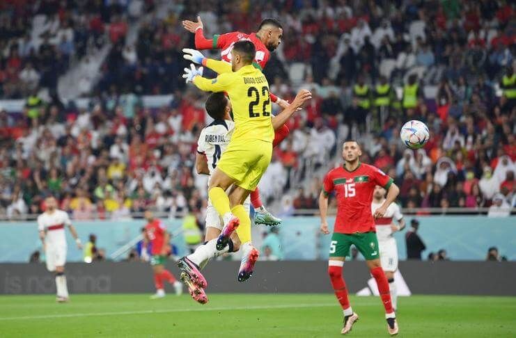 Sundulan Youssef En-Nesyri jadi simbol kejutan Maroko di Piala Dunia 2022.
