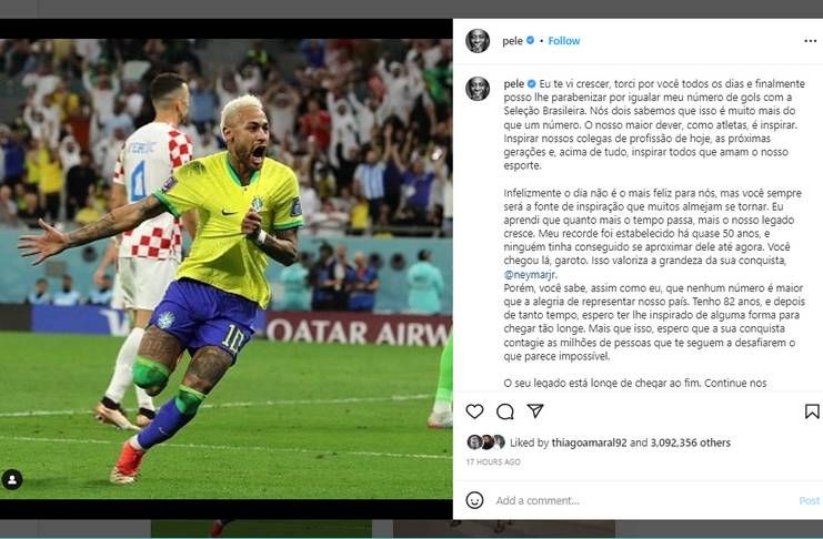 Surat Pele untuk Neymar - Instagram @pele