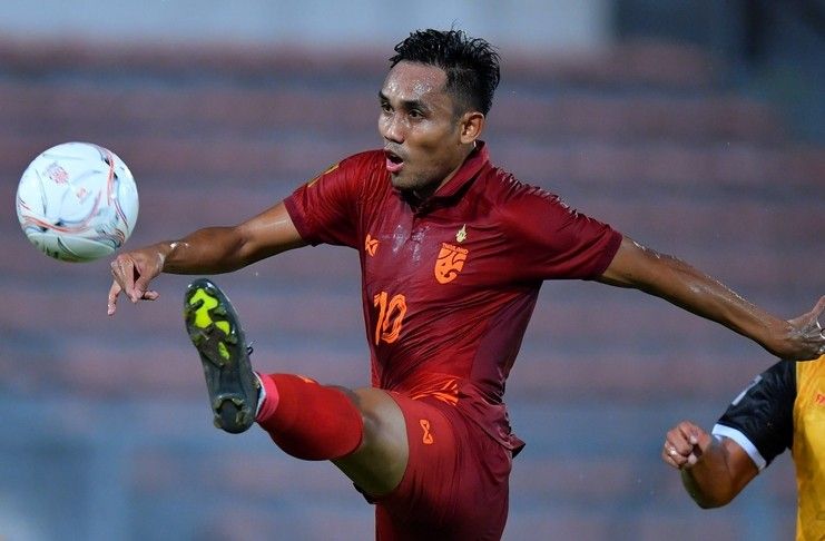 Teerasil Dangda sudah membuka rekening golnya di Piala AFF 2022 saat melawan Brunei Darussalam.
