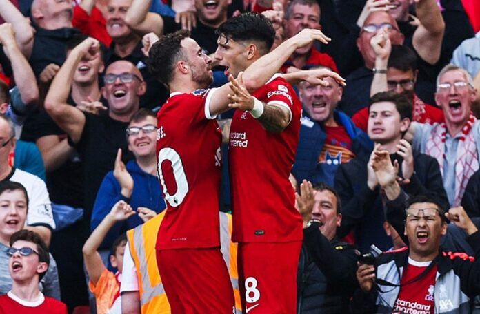 Hasil Liga Inggris 10 Orang Liverpool Kalahkan Bournemouth - Diogo Jota - Dominik Szoboszlai (@LFC)