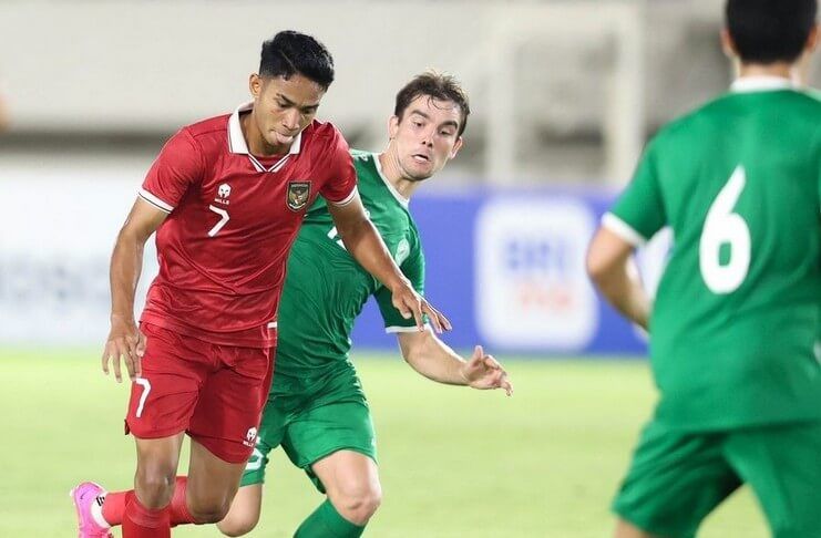 Marselino Ferdinan saat timnas U-23 Indonesia melawan timnas U-23 Turkmenistan.