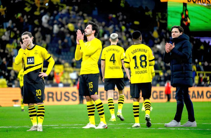Borussia Dortmund kalah 2-3 dari TSG 1899 Hoffenheim pada spieltag ke-23 Liga Jerman 2023-24.