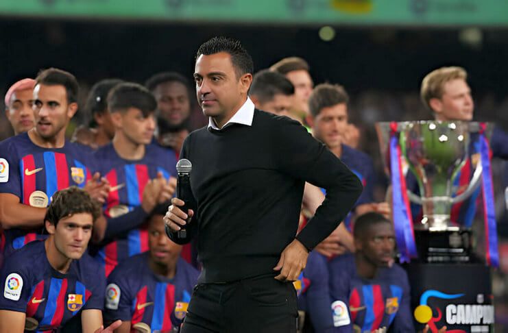 Xavi Hernandez membawa Barcelona ke podium juara LaLiga 2022-23.