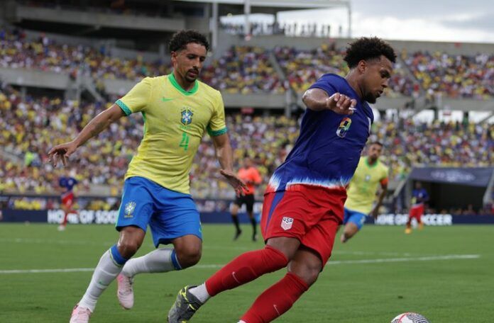 Brasil Ditahan Amerika Serikat Jelang Copa America 2024 - Marquinhos - Weston McKennie (@USMNT)