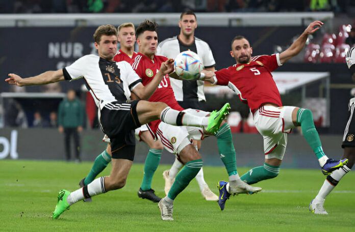 Laga Jerman vs Hungaria pada ajang Nations League 2022-23.