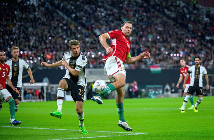 Sontekan tumit Adam Szalai membawa Hungaria menang 1-0 atas Jerman di Red Bull Arena.